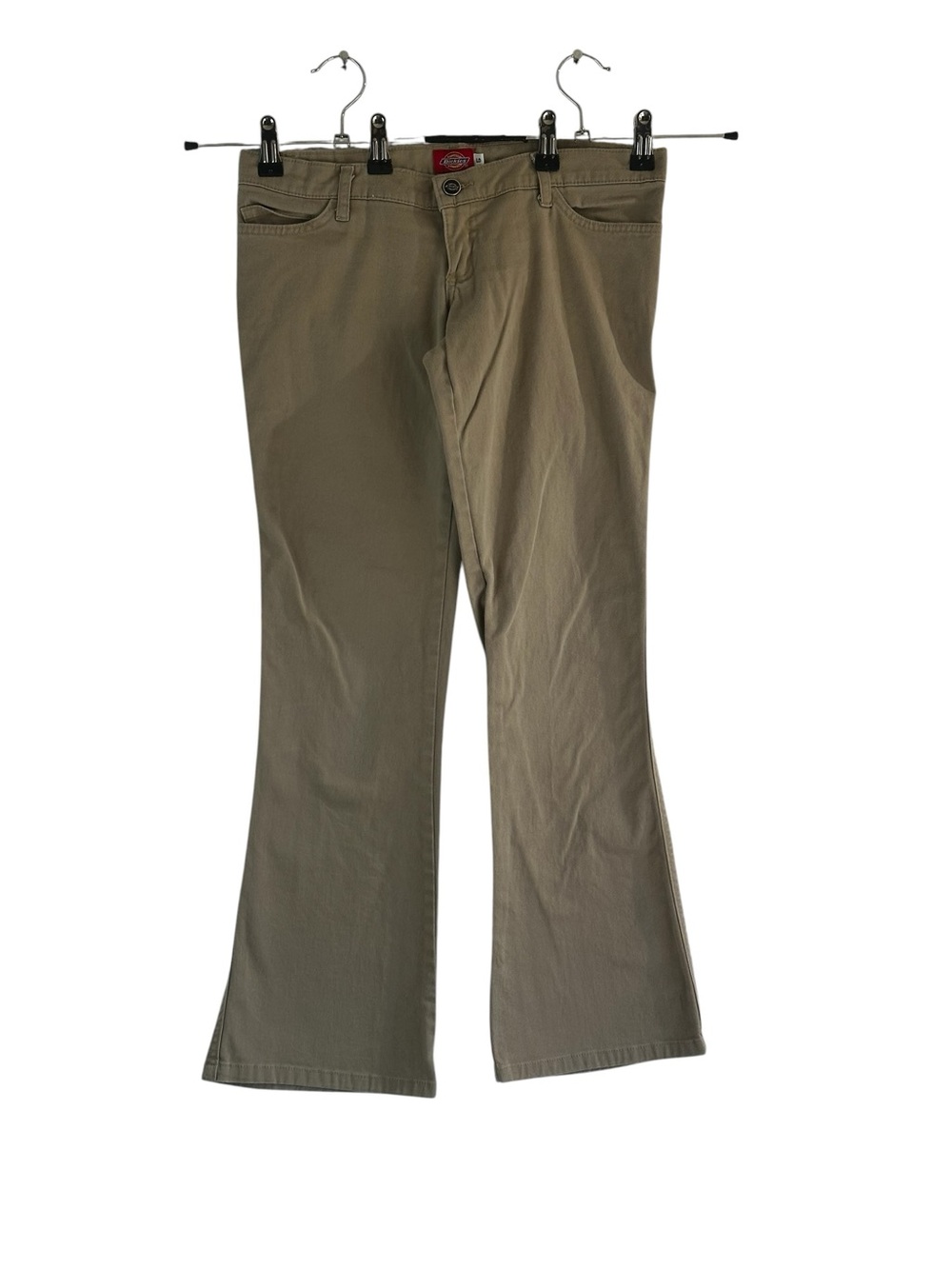 Dickies Girl Khaki Flare Pants Y2K Low Rise Stretch Bootcut Trousers Junior’s 5